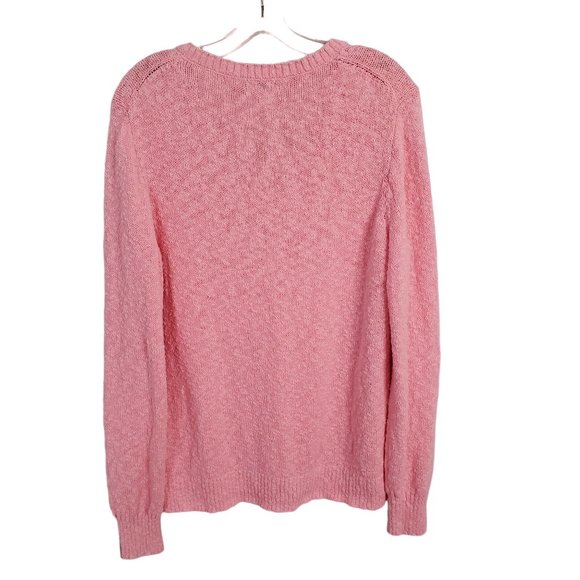 Reimagined by J Crew Size XL Sweater V-neck Slub Knit Cotton Blend Textured Pink - Picture 3 of 11